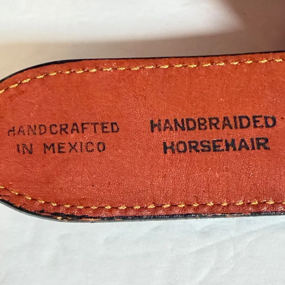 Vintage Tony Lama Horsehair Belt Sz 36 Brown Leather Western Handcrafted Mexico